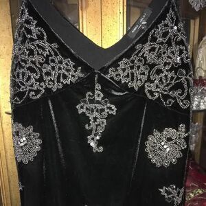 Romeo and Juliet Black Velvet caviar beaded dress
